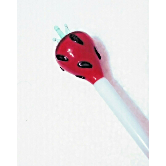 Katja Colorforms Towle 4 Hand Made Glass Stirrers Bar Swizzle Sticks Strawberry - Picture 4 of 4